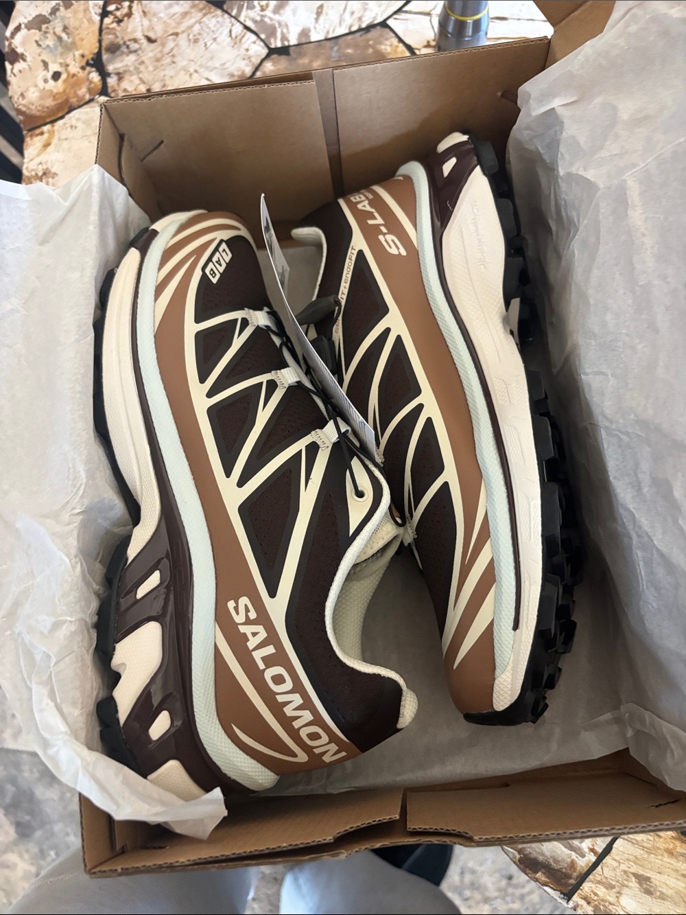 Salomon XT-6 Athletic Shoes in Brown & White US 8
